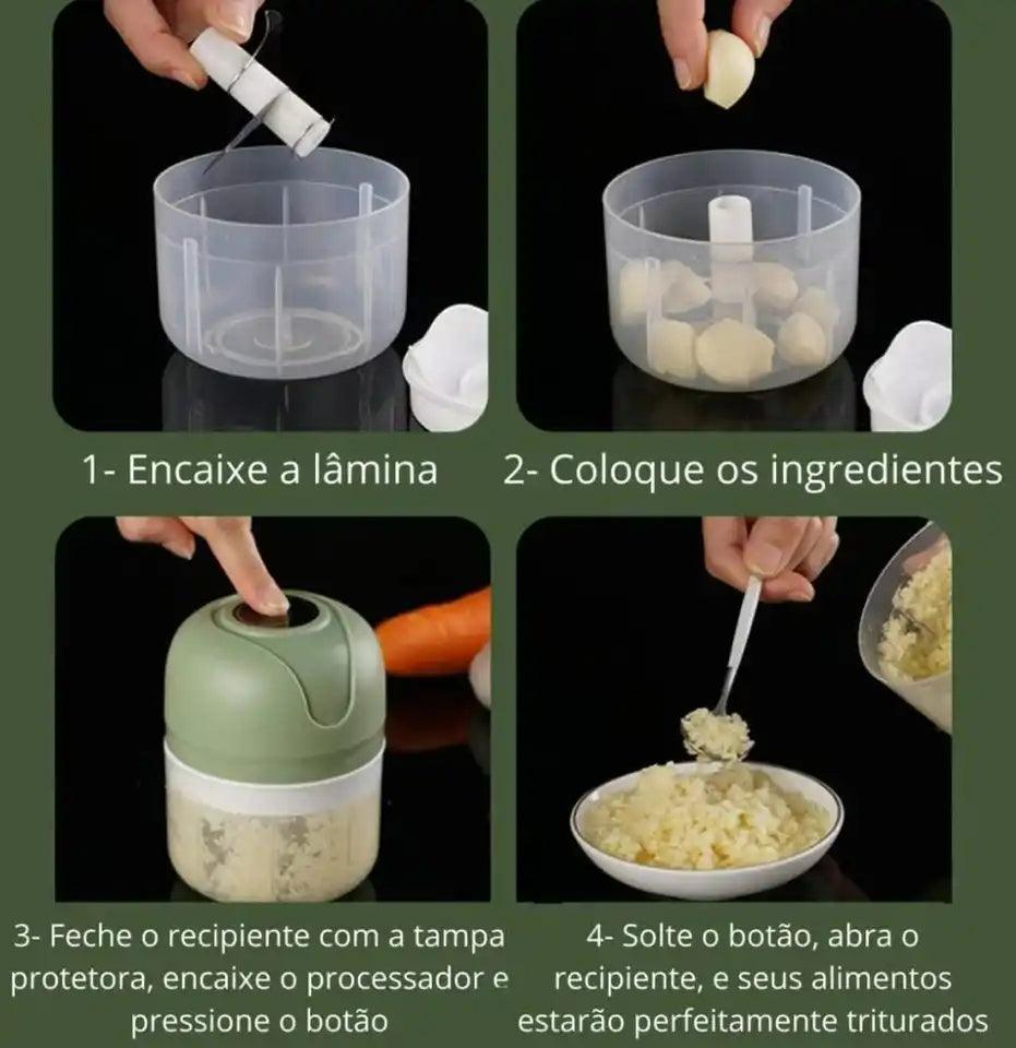 Mini Processador De Alho Elétrico - 250 ml - Shop Center Digital